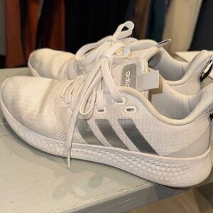 Adidas White and Silver Athletic Shoes